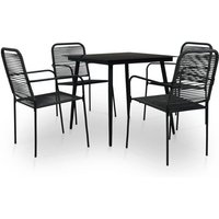Vidaxl Mobilier À Dîner D'extérieur 5 Pcs Corde En Coton Et Acier Noir