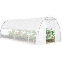 Serre Tunnel De Jardin 18m? Blanche Relevable Avec Moustiquaire