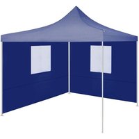 Tente De Réception Pliable Avec 2 Parois 2x2 M Acier Bleu