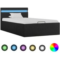 Cadre De Lit À Stockage Avec Led Gris Foncé Tissu 100x200 Cm
