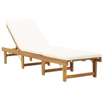 Transat Pliable Avec Coussin Acacia Massif Fini Huile Couleur Naturelle