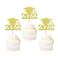 36 Pieces/Paquet 2022 Casquette De Doctorat Graduation Saison Gâteau Insérer Décoration De Gâteau Graduation Cap Insérer Signe, 36 Pieces Or