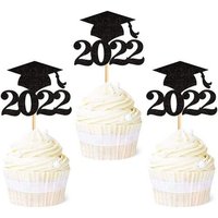 36 Pieces/Paquet 2022 Casquette De Doctorat Graduation Saison Gâteau Insérer Décoration De Gâteau Graduation Cap Insérer Signe, 36 Pieces Noir