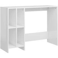 Bureau Table Poste De Travail Meuble D'ordinateur Informatique Étude D'ordinateur Portable Brillant Bois D'ingénierie Blanc Helloshop26 02_0023757