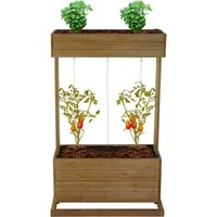 Jardinière Hwc-L72, Bac À Fleurs, 145x85x50cm Outdoor Sapin Bois Mvg, Brun