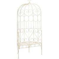 Banc De Jardin Meuble De Patio D'extérieur Terrasse 95 X 54 X 200 Cm Fer Blanc Antique Helloshop26 02_0011335