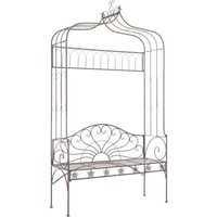 Banc De Jardin Meuble De Patio D'extérieur Terrasse 122 X 43 X 220 Cm Fer Marron Antique Helloshop26 02_0011218