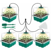Nouveau 5 pièces kit Mini Serre pour Plantes, avec lumière Solaire à Spectre Complet, boîte de Culture pour Serre d'intérieur avec Couvercle et