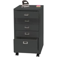 Caisson À Roulettes Hwc-L49, Armoire À Tiroirs Acier Armoire À Dossiers, Métal 75x40x41cm 5 Tiroirs Gris Foncé