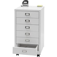 Caisson À Roulettes Hwc-L49, Armoire À Tiroirs Acier Armoire À Dossiers, Métal 75x40x41cm 6 Tiroirs Blanc