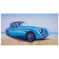 Tableau À L'huile, Voiture Ancienne, Peint À La Main À 100%, Toile De Décoration Murale Xl 140x80cm