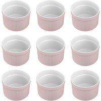 Intirilife Ensemble De 6 Moules À Soufflé En Porcelaine Rose Clair De Taille 7.8 X 4.6 Cm
