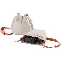 Sac à Cordon Housse pour Appareil Photo Compatible avec Appareils Photo sans Miroir Nikon/Canon/Sony/Fuji/Action, Blanc