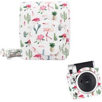 Housse pour Mini 90, Sac pour Appareil Photo, Étui De Protection en Cuir PU avec Sangle pour Mini 90(Flamant Rose Cactus)