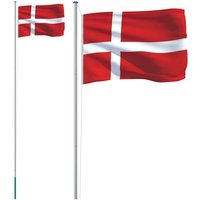 Drapeau du Danemark et mât 6,23 m Aluminium vidaXL vidaXL