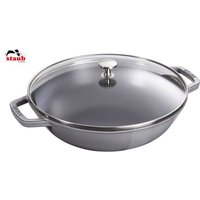 Staub Wok Avec Couvercle En Verre 30 Cm Gris Graphite