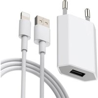 Chargeur Pour Iphone 8, 6, 6s, 7, 7 Plus, 10, Xr, Xs, Se, Ipod Touch 5g, Max Adaptateur Telephone Connecteur Avec 2m Câble Usb Prise 5v1a (Blanc)