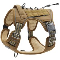 Taille L, Brun Vert , Harnais De Chien Anti Traction, Harnais Tactique Chien Respirant Réglable Facile À Mettre Pour Moyen Grand Chien, Gilet Durable
