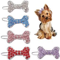5 Pinces À Cheveux Pour Chien Pinces Barrette Strass Pour Chien Accessoires De Toilettage Bowknot Pour Poils De Petit Chien Pour Chat Fille