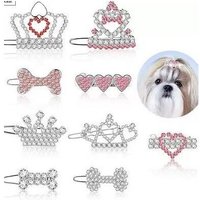 Chat Chien Pinces À Cheveux,9 Pièces Strass Accessoires De Cheveux De Chien Chiot Couronne Barrette Chien Cheveux Arc Accessoires De Toilettage Pour