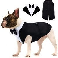 Costume De Smoking Pour Chien De Petite Et Moyenne Taille, Chemise Pour Chiot Avec N¿Ud Papillon Noir Amovible, Chien Costume Formel Pour Fête De