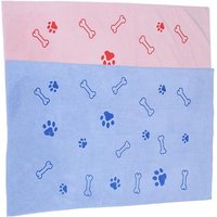 Lot De 2 Serviettes En Microfibre Pour Animaux De Compagnie (Rose + Bleu), Serviettes À Séchage Rapide 100 X 60 Cm, Serviettes Absorbantes Pour