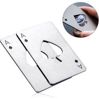 2 Pièces(Argent) Ouvre-Bouteille De Poker, Ouvre-Bouteille En Acier Inoxydable, Adapté À La Taille Du Portefeuille Cadeau Pour Papa