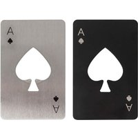 2 Pièces(Noir Et Argent) Ouvre-Bouteille De Poker, Ouvre-Bouteille En Acier Inoxydable, Adapté À La Taille Du Portefeuille Cadeau Pour Papa