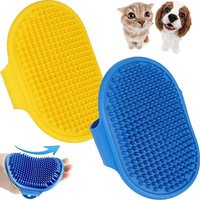Brosse De Douche Pour Chien 2 Pièces (Bleu + Jaune) Brosse De Beauté Pour Animaux De Compagnie, Brosse À Shampoing Pour Chat, Brosse De Douche,