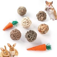 Lot De 6 Balles De Jeu Pour Petits Animaux, Boules D'herbe À Mâcher Et Jouets À Mâcher Roulants Pour Améliorer La Santé Dentaire Des Animaux De