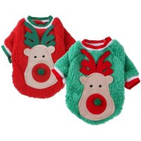 2 Pièces Animaux De Compagnie Noël Vêtements Corail Velours Chien Hoodies Automne Hiver Sortir Vêtements De Noël Chats