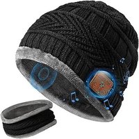 Bonnet tricoté de musique Bluetooth sans fil chaud en peluche capuchon de casque Bluetooth stéréo amovible et lavable rechargeable