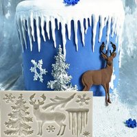 Elk De Noël Arbre De Noël Flocon De Neige Glaçon Moule En Silicone Gâteau Au Sucre Moule Décoratif Bricolage Cuisson