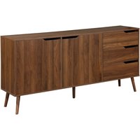 Buffet De Rangement Scandinave 2 Portes. 3 Tiroirs. Décor Bois De Noyer. 160cm