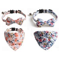 4 Colliers Pour Animaux De Compagnie, Colliers Pour Chats Avec Cloches Noeud Papillon Amovible Bandana, Collier Pour Chaton, Bandana Pour Chat,Noeud