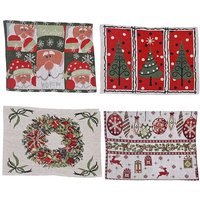 Tapis De Table De Noël 4pcs Vacances D'hiver Tapis De Cuisine De Noël Tapis De Restaurant, Accessoires De Bonne Année