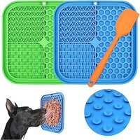 Tapis De Leche Chien, 3pcs Tapis Léchage Chien Avec Ventouse (Leche Chien Vert+ Tapis À Lécher Chat Bleu+ Spatule Orange) Pour Friandises/Aliments