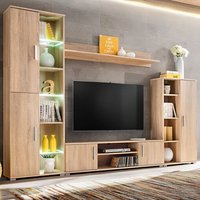 Prolenta Premium - Unité Murale Tv Avec Lumières Led Chêne Sonoma
