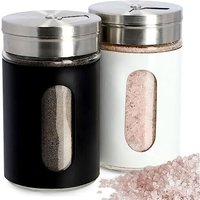 Set De Salière Et Poivrière, 90 Ml, Salière En Verre Et Acier Inoxydable, Petit Récipient À Epices Avec Couvercle, Porte-Épices, Pot À Épices, Lot De