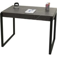 Bureau Hwc-L53, Table D'ordinateur De Bureau, Métal 100x54cm Aspect Marbre Gris
