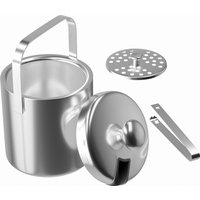 Intirilife Set De 4 Seaux À Glace De 1.3 L En Acier Inoxydable Avec Pince Et Couvercle, Isolés, À Double Paroi