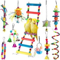 10 Jouets Pour Oiseau Pour Perroquet, Jouets À Suspendre Avec Clochette, Mâcher, Balançoires, Chelles, Décoration Animal Cages