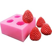 Moule Fraise 4 Cavités Moule En Silicone Quatre Fraises 3d Antiadhésif Facile À Nettoyer Réutilisable Adapté À La Décoration De Gâteau À Gelée Au