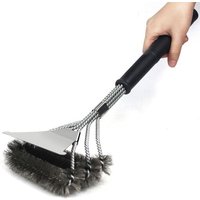 Brosse Barbecue, 3 En 1 Brosse Nettoyage Barbecue Avec Grattoir, Poils Acier Inoxydable Pour Nettoyer Rapidement & Efficacement Tous Les Grils,