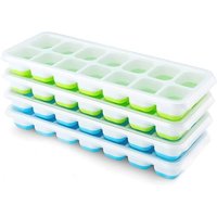 Lot De 4 Bacs À Glaçons En Silicone Avec Couvercle, Peu Encombrants Et Empilables, Certifiés Lfgb Et Sans Bpa, Bacs À Glaçons Carrés Faciles À