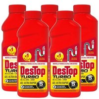DESTOP Lot de 5 Gels désinfectant et déboucheur canalisation Turbo 5 min - 2 doses - 500ml