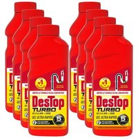 DESTOP Lot de 8 Gels désinfectant et déboucheur canalisation Turbo 5 min - 2 doses - 500ml
