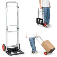 COSTWAY Chariot Diable Pliant en Aluminium Charge 100 KG avec 2 Roues Poignée Télescopique Plaque 35 x 25 cm pour Entrep?t, Shopping
