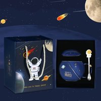 Mugs Astronaute Mignon Avec Couvercle, Tasse À Café En Céramique Fantaisie, Lait De Champignon Morning Ember, Tasse À Thé Bleu Marine 400 Ml/15 Oz