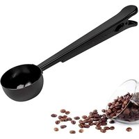 Cuillère À Café Avec Clip Cuillère À Mesurer Multifonction Noire En Acier Inoxydable, Utilisée Pour Mesurer La Boisson Instantanée En Poudre De